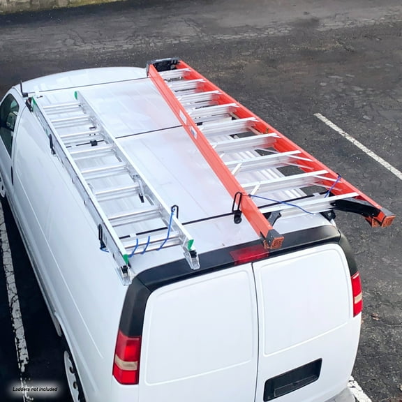 Vantech GFY Heavy Duty 3 Bar Ladder Roof Rack Fits: Chevy Express All Year & Trims (White)