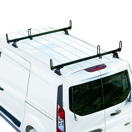 Vantech Heavy Duty 2 Bar Ladder Roof Rack Fits: Transit Connect 2014-On (Black)