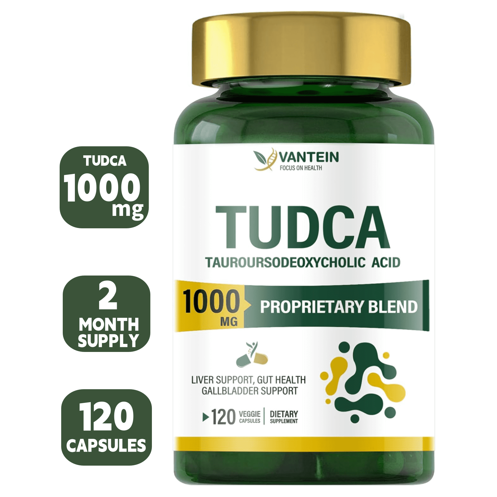Vantein TUDCA Supplements 1000mg, 120 Capsules TUDCA Liver Supplement