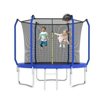 Vantic Upgraded 8FT Trampoline for Kids and Adults, Recreational Outdoor Trampoline with Enclosure Net, Backyard Trampoline with Spring Pad, Jumping Mat and Ladder, Capacity for 4-6 Kids and Adults
