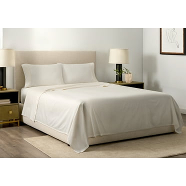 Vantona 100% Cotton, 300 thread Count, Sateen Woven Deep Pocket 4-Piece Sheet Set Full Size - Ivory