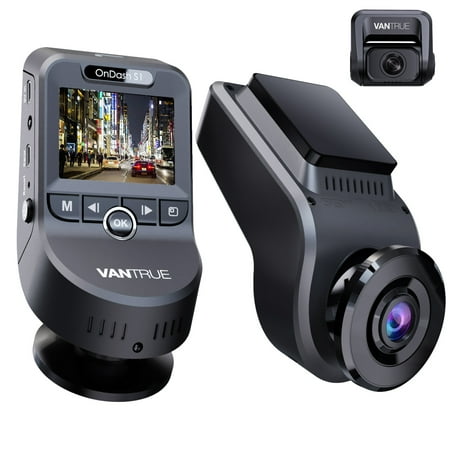 Vantrue Dual Front and Rear 1080P Dash Cam, Single Front 4K Car Camera, Hidden Design, Built in GPS, 24/7 Parking Mode, Low Bitrate Recording, HDR, Night Vision, Supercapacitor, G-Sensor (S1W)