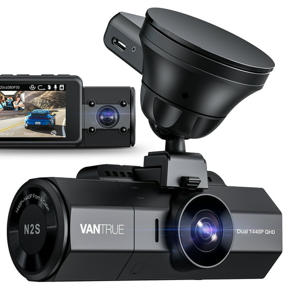 Vantrue Front and Interior (Cabin)1440P+1440P 30FPS Dual Dash Cam for Uber, Single Car Camera Mode up to 4K (2160P) with GPS Mount, WDR, G-sensor, 24/7 Parking Mode, Loop Recording, G-sensor (N2S W)