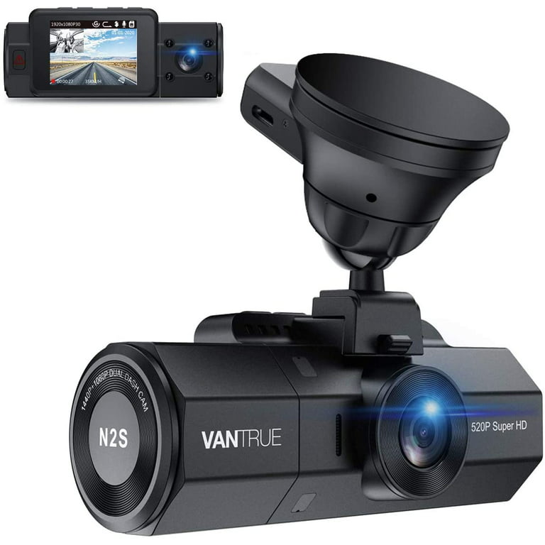 VANTRUE N2S 4K GPS Dashcam Vision Nocturne IR, Double 1440P Caméra  Embarquée Avant et Arrière pour Voiture, 24H Double Surveillance du  Parking