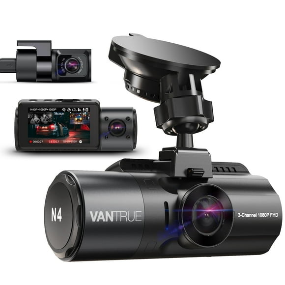 Vantrue Nexus 4 3 Channel 4K Dash Cam, 4K+1080P Front and Rear, 1440P+1440P Front and Inside, 1440P+1440P+1080P Three Way Triple Car Camera, IR Night Vision, 24 Hours Parking Mode, Support 512GB Max