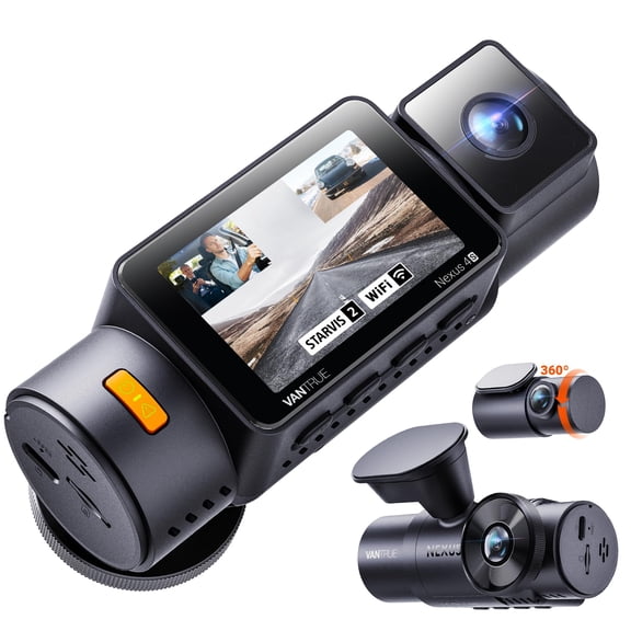 Vantrue New N4S 3 Channel Dash Cam, STARVIS 2 Night Vision, Front Rear Inside Dashcam for Cars, Front and Rear Dual Channel, PlatePix Tech, Parking Mode, Wi-Fi, GPS, 2" IPS, Support 1TB (RC18)