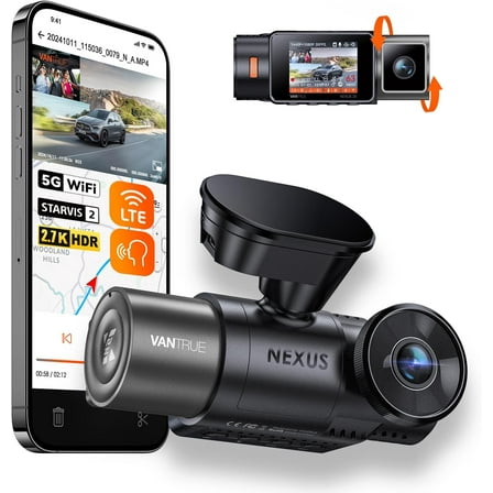 Vantrue Nexus 2X (N2X) 2.7K Front & Interior Dash Cam | WiFi | IR Night Vision | LTE Option