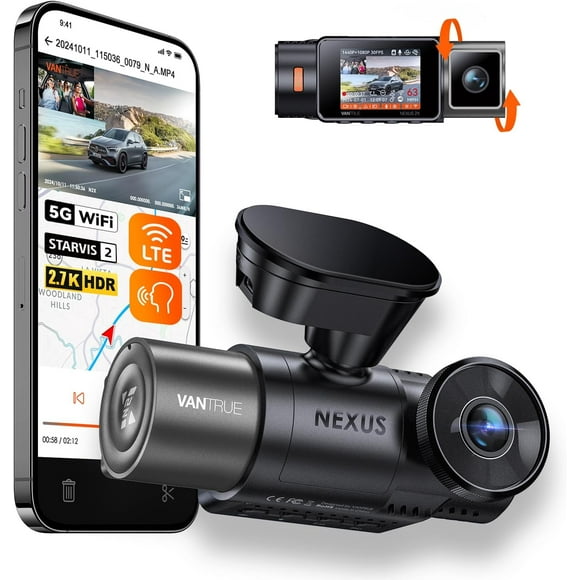 Vantrue Nexus 2X (N2X) 2.7K Front & Interior Dash Cam | WiFi | IR Night Vision | LTE Option