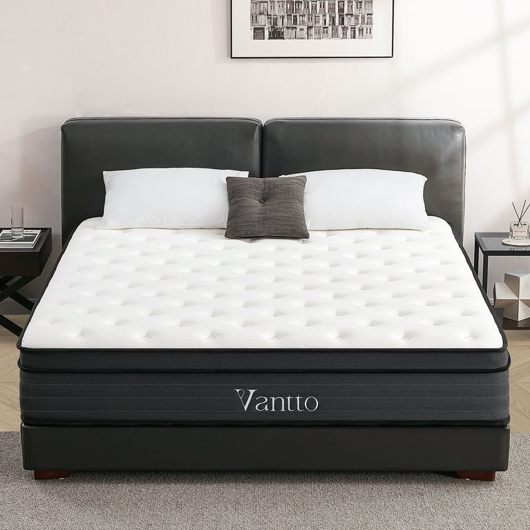 Vantto Queen Mattress 12 inch Mattress in A Box Queen Size Memory Foam Mattress with Pocket Springs for Motion Isolation Pressure Relief CertiPUR