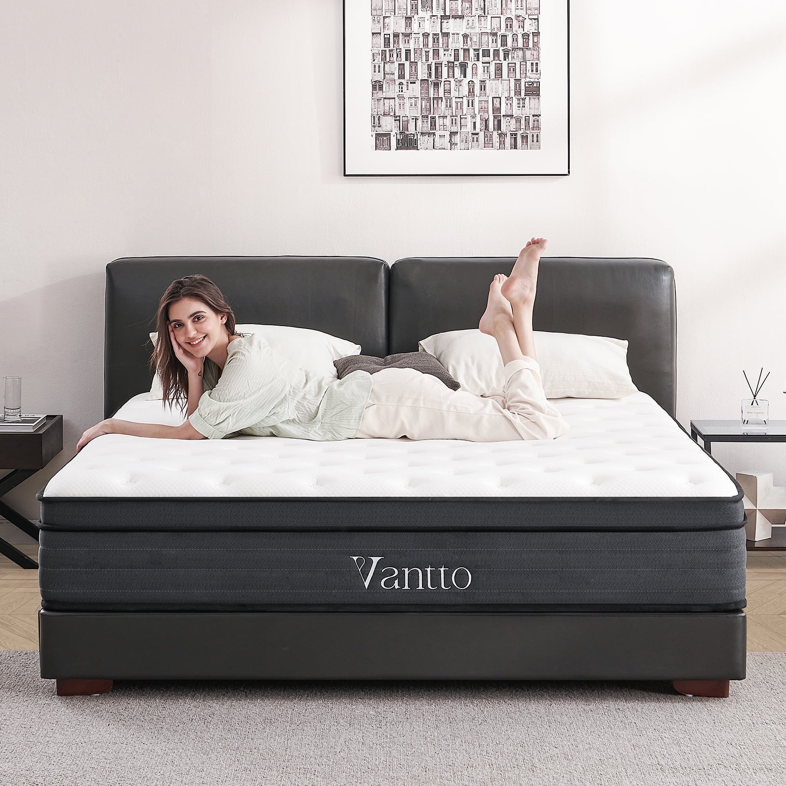 Vantto Twin Mattress 10 Inch Mattress Twin Size Memory Foam Mattress in a Box with Motion Isolation Pressure Relief CertiPUR US Walmart