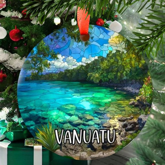 Vanuatu Christmas Ornament, Ceramic/Acrylic - Vanuatu Hawaii Travel Souvenir, Seasonal Tree Ornament, Travel Keepsake 2025, Traveler Gift, Commemorative 2025