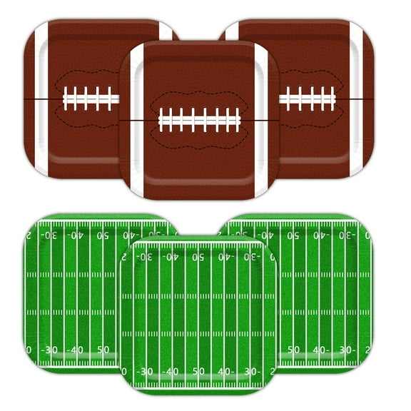 Vanulus 48Pcs Football Party Paper Plates AFN19 Inch Football Birthday Dinner Plates Disposable Super Sunday Touchdown Square Dessert Plates for Tailgate Party Tableware Supplies