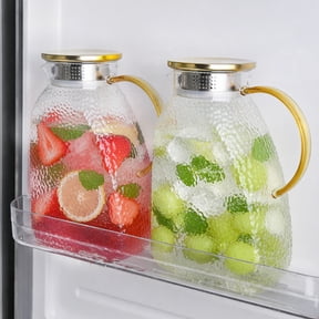 Vaparinckl Refrigerator Pitcher, 68OZ Glass Pitchers with Lid and Spout, Glass Carafe with Handle, Leak Proof Water Pitcher, Iced Tea Pitcher for Fridge, Juice, Lemonade, Beverage, 2Pack