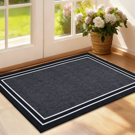 Vaparinckl Door Mat, Non Slip 24"x36" Front Indoor Doormat, Welcome Mat for Inside, Absorbent Rubber, Low Profile Dirt Trapper outdoor Rug For Entryway & Outside Entrance, Dark Gray