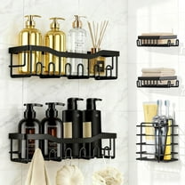 Vaparinckl Shower Caddy, 5 Pack Adhesive Shelf, No Drilling Wall-Mounted Bathroom Organizers and Storage Accessories, Black