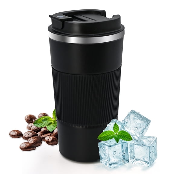 Vaparinckl Travel Coffee Mug , Stainless Steel Vacuum Insulated Coffee Tumbler with Lid, Reusable Cup for Hot & Cold Drinks, 17 oz, Black