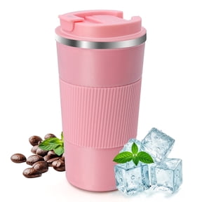 Vaparinckl Travel Coffee Mug, 17 oz Stainless Steel Vacuum Insulated Coffee Tumbler with Lid, Reusable Cup for Hot & Cold Drinks, Pink