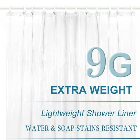 Vaparinckl Shower Curtain Liner, PEVA Waterproof Bathroom Accessories with 6 Magnets, Lightweight & Durable, 72"x72", Clear