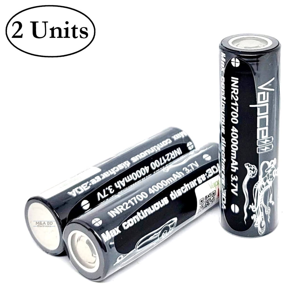 Vapcell INR 21700 4000mAh 30A Rechargeable High Drain Flat Top 21700 Battery (2 Pack) - Walmart.com Vapcell INR 21700 4000mAh 30A Rechargeable High Drain Flat Top 21700 Battery (2 Pack) - Walmart.com