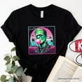 thumbnail image 1 of Vaperwave Frankenstein Retro Neon Horror T-Shirt, Synthwave 80's Styled Classic Halloween Tee, 1 of 5