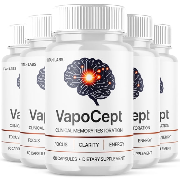 VapoCept Advanced Brain Support Pills Formula Supplement Vapo Cept Capsules (5 Pack)