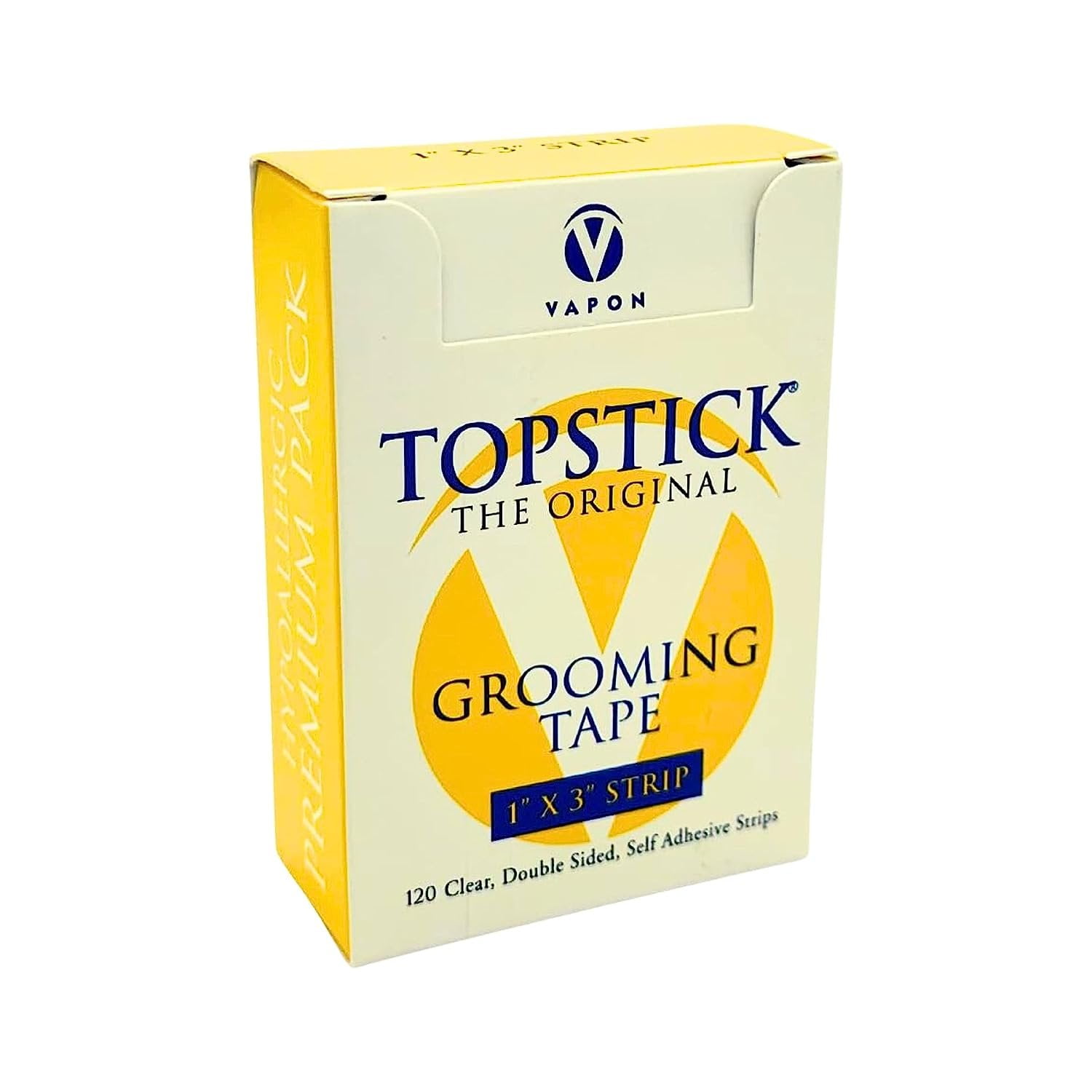 Vapon Topstick 1" X 3" Clear Strips New Hypoallergic Premium Pack Men's Grooming Tape 120