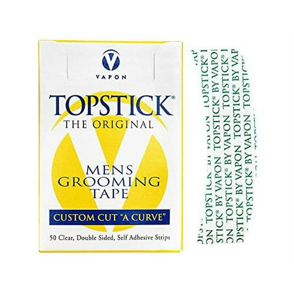 Vapon Topstick The Original Custom Cut "A Curve"Men's Grooming Tape - 50 Strips Box