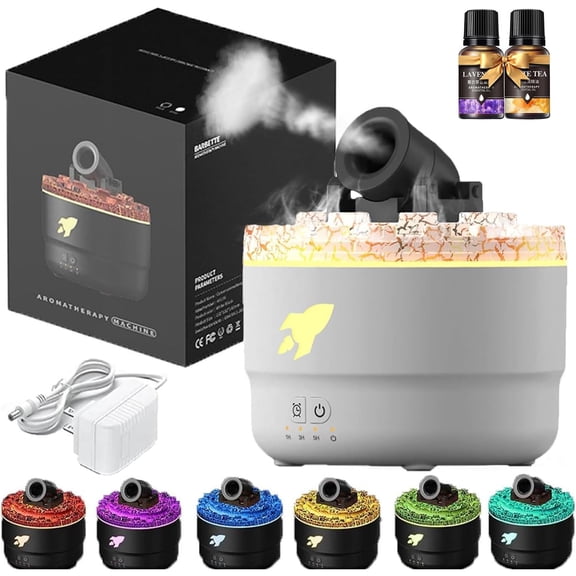 Vapor Cannon Humidifier with 7 Colors, LED Canon Humidifier, 2 Modes Cannon Diffuser with 2 Essential Oil, Air Humidifier for Desktop, Bedroom, Home, Office,White Plug in,5.59" x 5.2",1