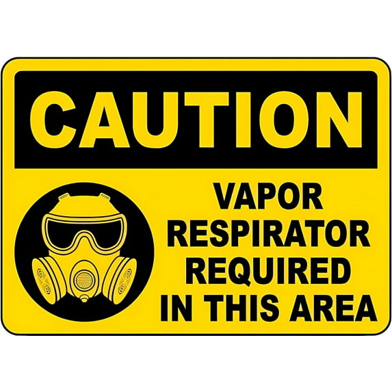 Vapor Respirator Required Sign - 12×8 Inches, Metal Tin, Home or Work Personal Safety Decor