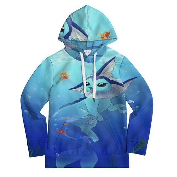 Vaporeon Hoodie with Pocket Cartoon Anime for Boys Girls Teens Gift