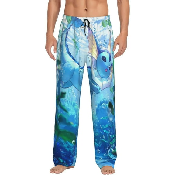 Vaporeon Men's Pajama Pants, Ultra-soft Comfy Casual Lounge Pants, Graphic Printed Sleep Pjs Bottoms With Drawstring Pockets