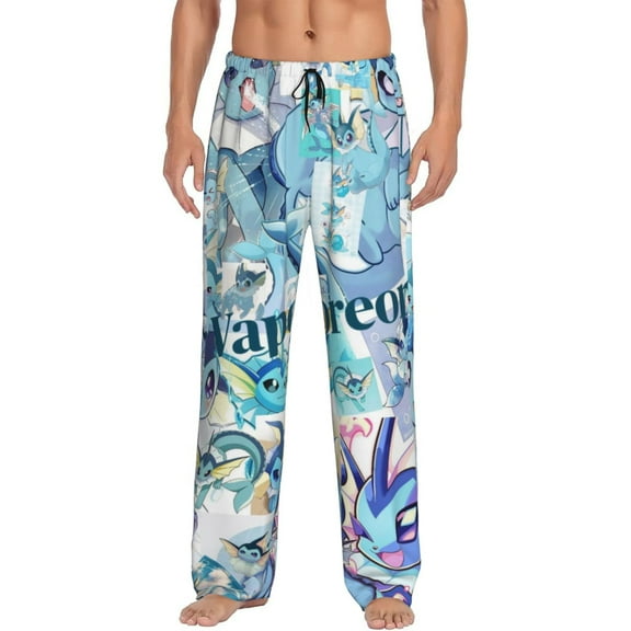 Vaporeon Men's Pajama Pants, Ultra-soft Comfy Casual Lounge Pants, Graphic Printed Sleep Pjs Bottoms With Drawstring Pockets