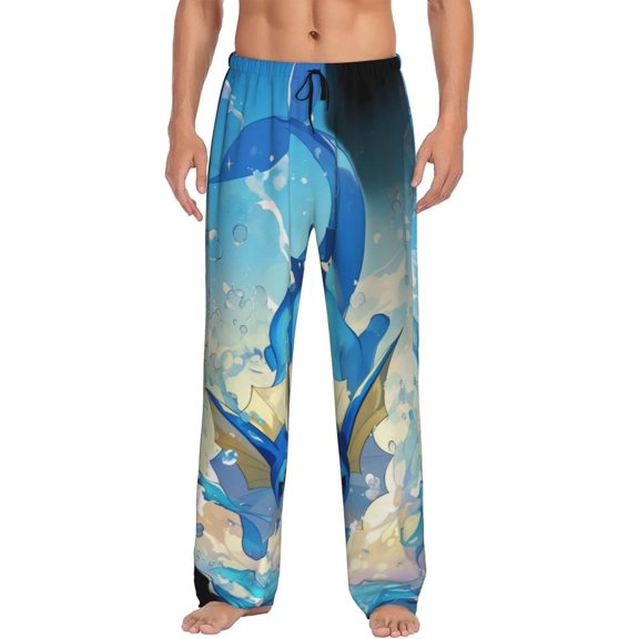 Vaporeon Men's Pajama Pants, Ultra-soft Comfy Casual Lounge Pants, Graphic Printed Sleep Pjs Bottoms With Drawstring Pockets