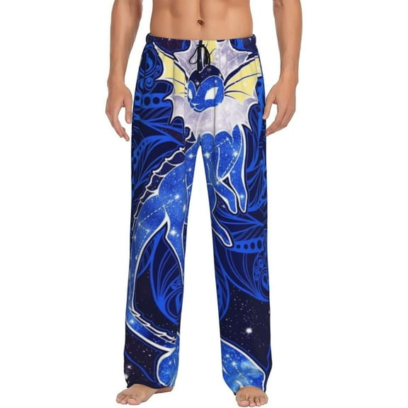 Vaporeon Men's Pajama Pants, Ultra-soft Comfy Casual Lounge Pants, Graphic Printed Sleep Pjs Bottoms With Drawstring Pockets