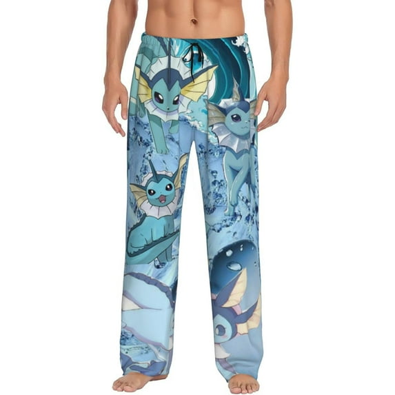 Vaporeon Men's Pajama Pants, Ultra-soft Comfy Casual Lounge Pants, Graphic Printed Sleep Pjs Bottoms With Drawstring Pockets