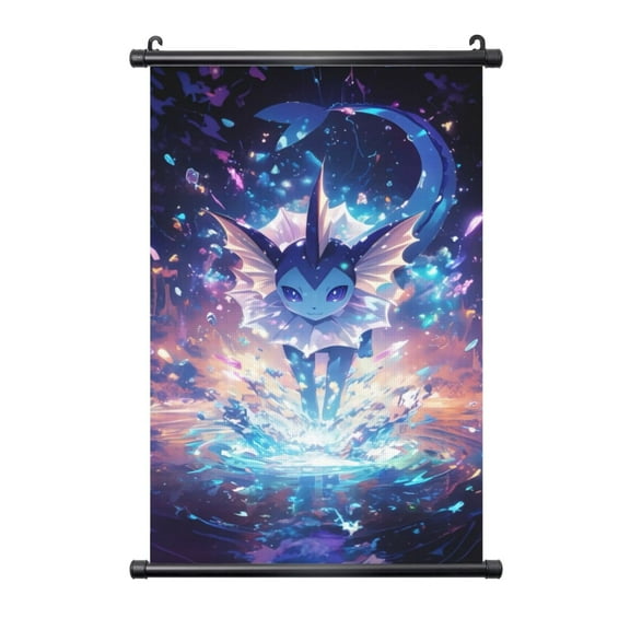 Vaporeon Poster Hanger Plastic Shaft Hanging Poster Wall Art Prints Canvas Decoration Artwork Gifts For Home Living Room Bedroom 16"X24"