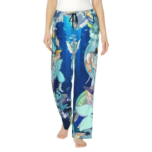 Vaporeon Women's Pajama Pants, Ultra-soft Comfortable Casual Lounge Pants, Graphic Printed Sleep Bottoms With Drawstring