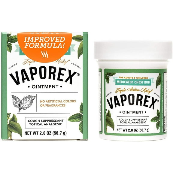 Vaporex Chest Rub, Medicated Rub to Suppress Coughing with Eucalyptus Essential Oil, Camphor and Menthol, 2 OZ