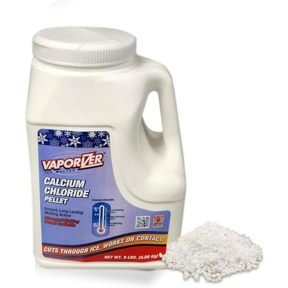 Vaporizer 90% Pure Calcium Chloride Snow & Ice Melt Pellets Effective at -25 9 lb Jug Concrete Safe Ice Melt Easy Spreader