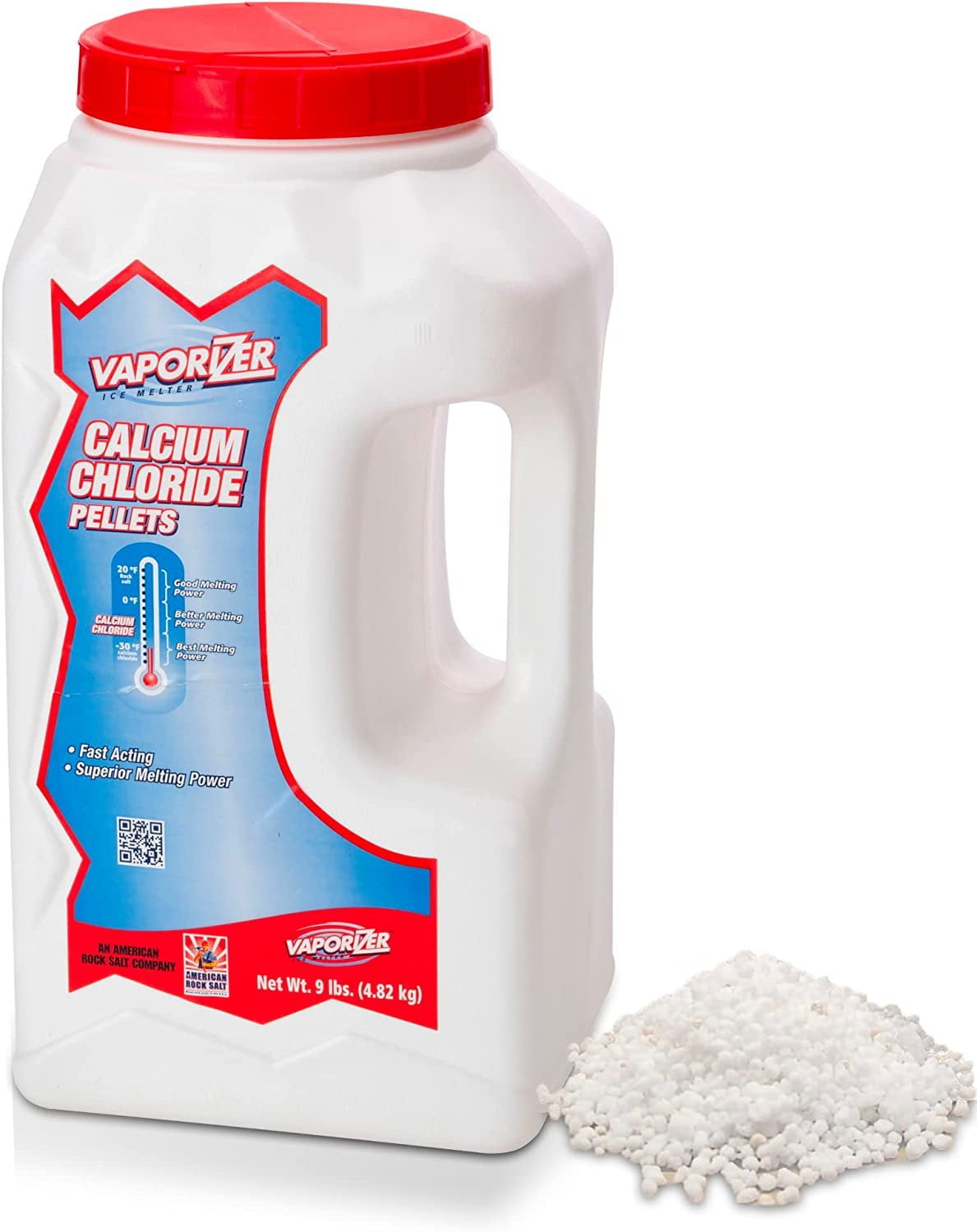 Vaporizer 90 Pure Calcium Chloride Snow & Ice Melt Pellets Effective at 25 9 lb Jug Concrete
