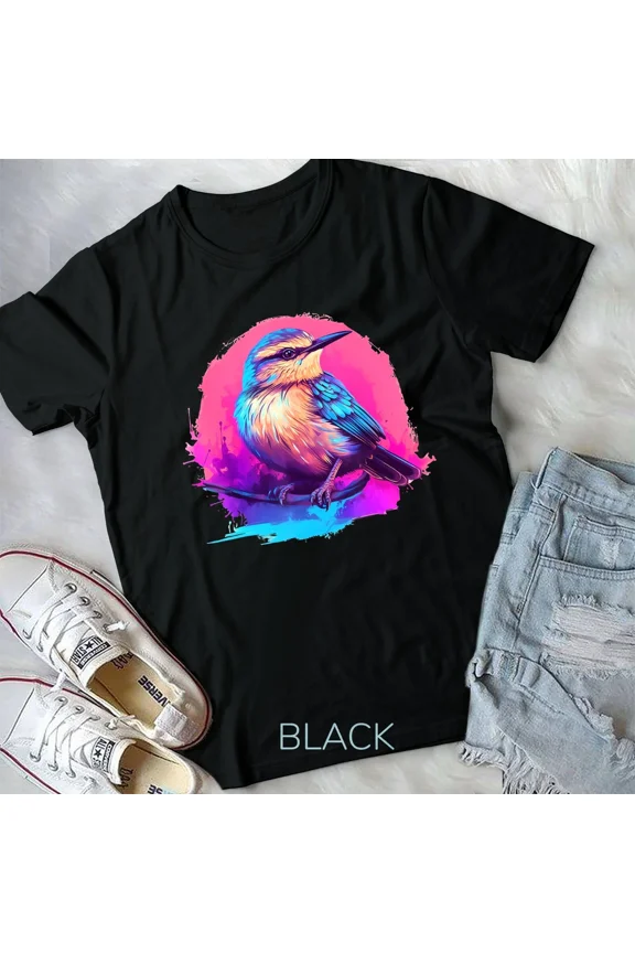 Vaporwave Aesthetic Carolina Wren, Bird and Nature Themed Graphic Unisex T-Shirt