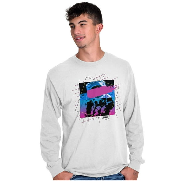 Vaporwave Aesthetic NASA Astronaut Long Sleeve TShirt Men Women Brisco Brands S