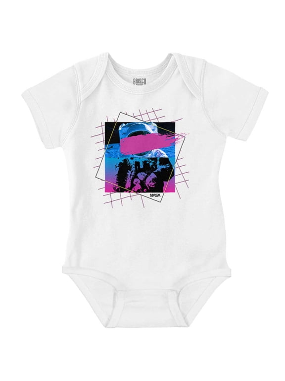 Vaporwave Aesthetic NASA Astronaut Romper Boys or Girls Infant Baby Brisco Brands 6M