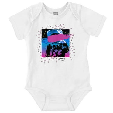 Vaporwave Aesthetic NASA Astronaut Romper Boys or Girls Infant Baby Brisco Brands NB