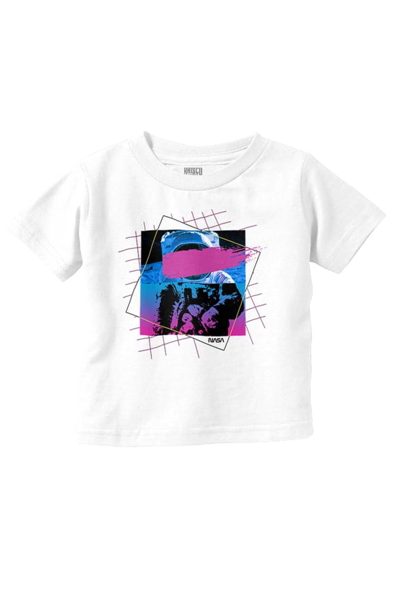 Vaporwave Aesthetic NASA Astronaut Toddler Boy Girl T Shirt Infant Toddler Brisco Brands 4T
