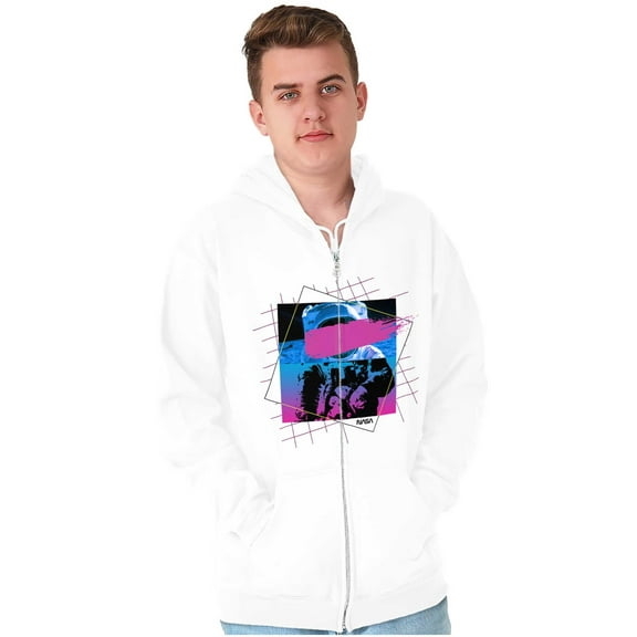 Vaporwave Aesthetic NASA Astronaut Unisex Plus Size Zip Hoodie Brisco Brands 4X