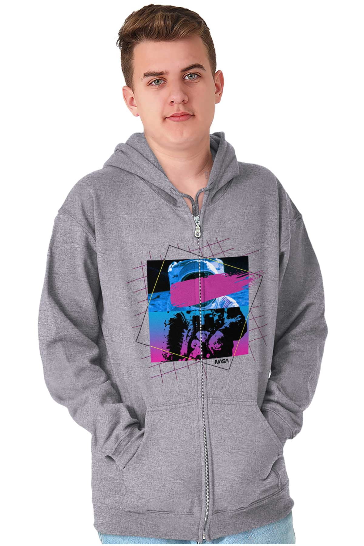 Vaporwave Aesthetic NASA Astronaut Zip Up Hoodie Men's Women's Brisco ...