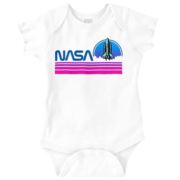 Vaporwave Aesthetic NASA Worm Logo Romper Boys or Girls Infant Baby Brisco Brands 12M
