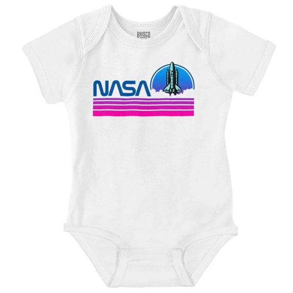 Vaporwave Aesthetic NASA Worm Logo Romper Boys or Girls Infant Baby Brisco Brands NB