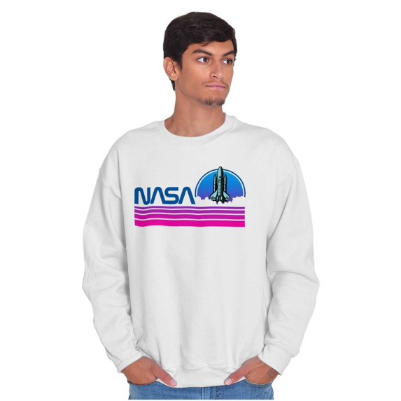 Vaporwave Aesthetic NASA Worm Logo Sweatshirt for Men or Women Brisco Brands L